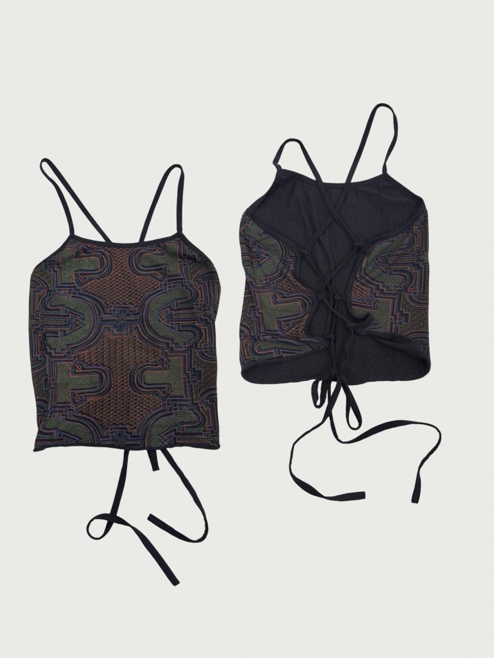 Lace Up Back Patterned Tank